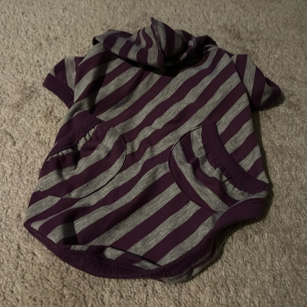 Dog gray purple hoodie sweater size M